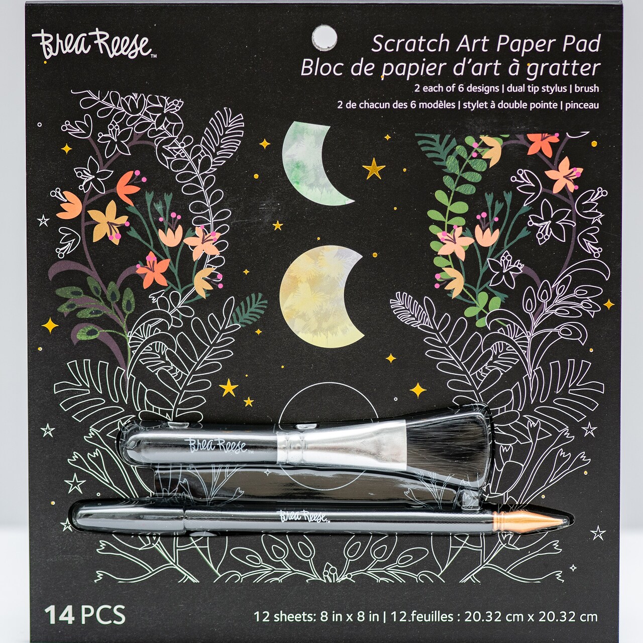 Brea Reese® Scratch Art Paper Pad - Golden Celestial, 12 Designs, Metallic Guided Art Craft, Easy to Frame Art & Home Decor, Mindful Relaxation